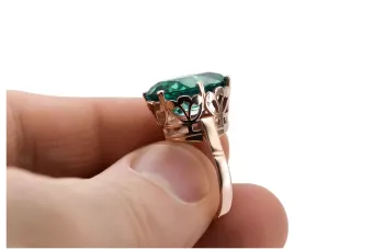 Χρυσό δαχτυλίδι από κόκκινο ροζ 14k χρυσό 585 με Emerald vrc130 Vintage