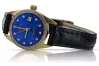 Yellow 14k gold lady Geneve watch blue dial lw078ydblz
