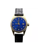 Złoty zegarek damski 14k Geneve lw078ydblz z niebieską tarczą