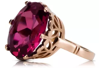 Χρυσό δαχτυλίδι από κόκκινο ροζ 14k χρυσό 585 με Ρουμπίνι vrc130 Vintage
