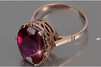 Χρυσό δαχτυλίδι από κόκκινο ροζ 14k χρυσό 585 με Ρουμπίνι vrc130 Vintage