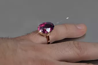 Χρυσό δαχτυλίδι από κόκκινο ροζ 14k χρυσό 585 με Ρουμπίνι vrc130 Vintage