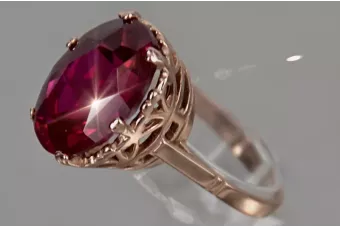 Χρυσό δαχτυλίδι από κόκκινο ροζ 14k χρυσό 585 με Ρουμπίνι vrc130 Vintage