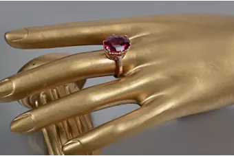 Χρυσό δαχτυλίδι από κόκκινο ροζ 14k χρυσό 585 με Ρουμπίνι vrc130 Vintage