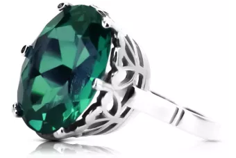 Ασημένιο δαχτυλίδι Ρωσικό 925 με Emerald vrc130s Vintage