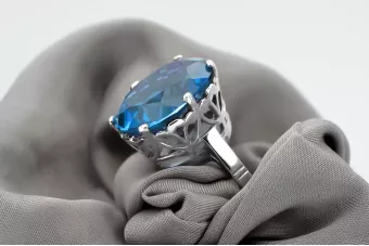 Ασημένιο δαχτυλίδι Ρωσικό 925 με Aquamarine vrc130s Βίντεζ