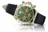 Złoty zegarek męski damski 14k 585 Geneve styl Rolex mw014ydgr z zieloną tarczą