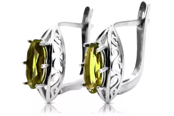 Vintage 925 Silver peridot earrings vec141s Russian Soviet style