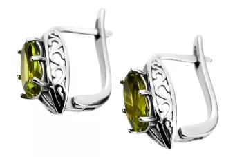 Vintage 925 Silver peridot earrings vec141s Russian Soviet style