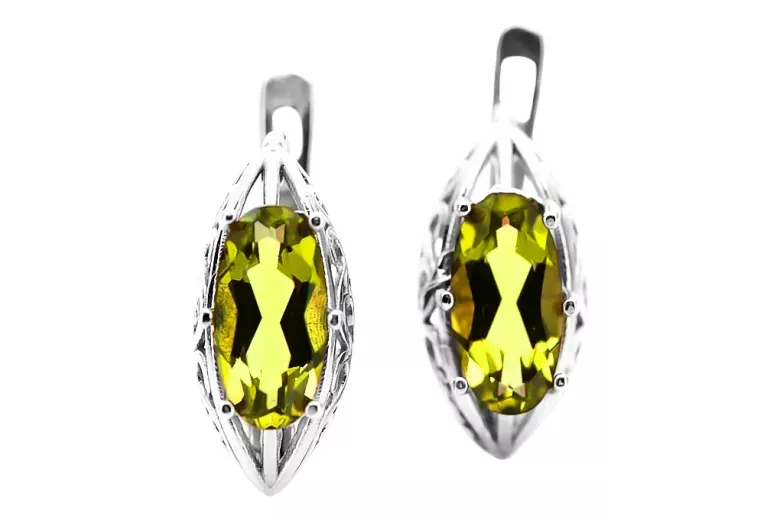Vintage 925 Silver peridot earrings vec141s Russian Soviet style