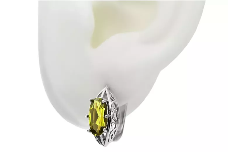 Vintage 925 Silver peridot earrings vec141s Russian Soviet style
