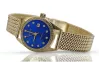 Reloj de pulsera para mujer de oro amarillo 585 de 14 quilates Reloj Geneve esfera azul lw078ydg&lbw003y