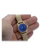 Złoty 14k 585 zegarek damski z bransoletą lw078ydblz&lbw003y niebieska tarcza