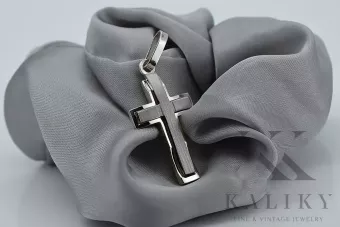 Katalikų kryžius iš baltojo aukso 14k 585 pakaba ctc095w