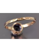 Złoty pierścionek z czerwonego różowego 14k złota 585 z szafirem vrc366 Vintage
