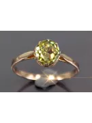 Złoty pierścionek z czerwonego różowego 14k złota 585 z peridotem vrc366 Vintage