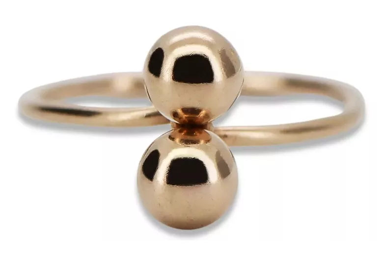 Russischer sowjetischer rosafarbener 14k 585 Gold Vintage Ring vrn006