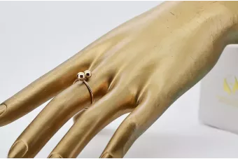 Russischer sowjetischer rosafarbener 14k 585 Gold Vintage Ring vrn006