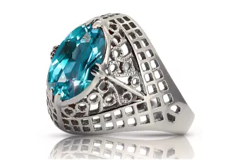 Stříbrný ruský prsten 925 s Aquamarine VRC030S vinobraní
