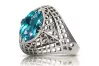Vintage silver 925 Aquamarine ring vrc030s Russian Soviet style