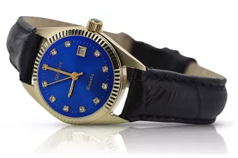 Amarillo de oro de 14k Lady Geneve reloj de línea azul lw020ydblz