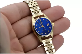 Χρυσό ρολόι με γυναικείο βραχιόλι 14k Geneve lw020ydblz&lbw008y