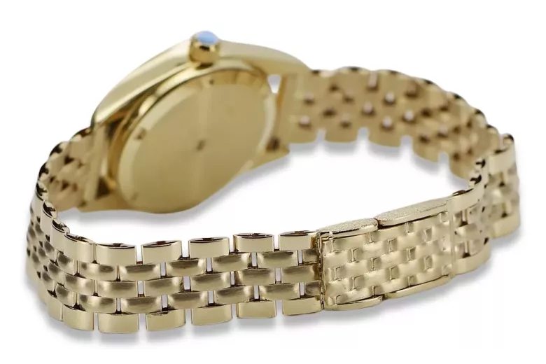 Złoty zegarek z bransoletą damską 14k Geneve lw020ydblz&lbw008y
