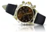Жълт мъжки часовник Geneve с кафяв циферблат 14 карата 585 злато mw014ydbr