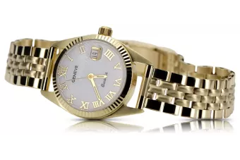 Желтые 14k 585 золотые Женские наручные часы Geneve lw020ydpr&lbw008y
