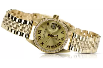 Goldene Herrenuhr Geneve ★ zlotychlopak.pl ★ Gold Reinheit 585 333 Niedriger Preis!