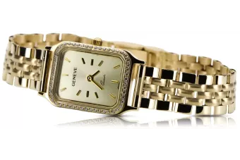 Жълт 14k 585 злато Lady Geneve ръчен часовник lw055y&lbw008y