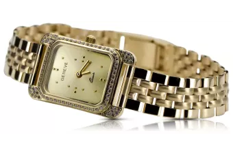 Amarillo 14k 585 oro Lady Geneve reloj de pulsera lw054ydg&lbw008y