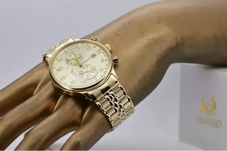 14k 585 златен часовник с гривна Geneve mw005ydy&mbw019y