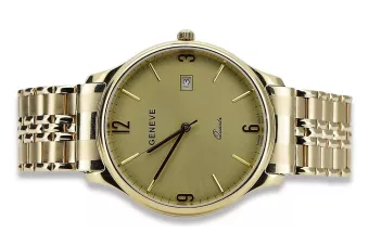 Goldene Herrenuhr Geneve ★ zlotychlopak.pl ★ Gold Reinheit 585 333 Niedriger Preis!