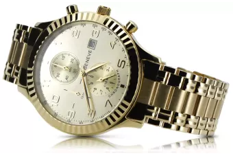 Желтые 14к 585 золотых мужских часов Geneve mw007ydy&mbw012yo