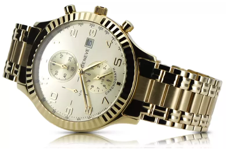 Złoty zegarek z bransoletą męski 14k 585 Geneve mw007y&mbw012yo