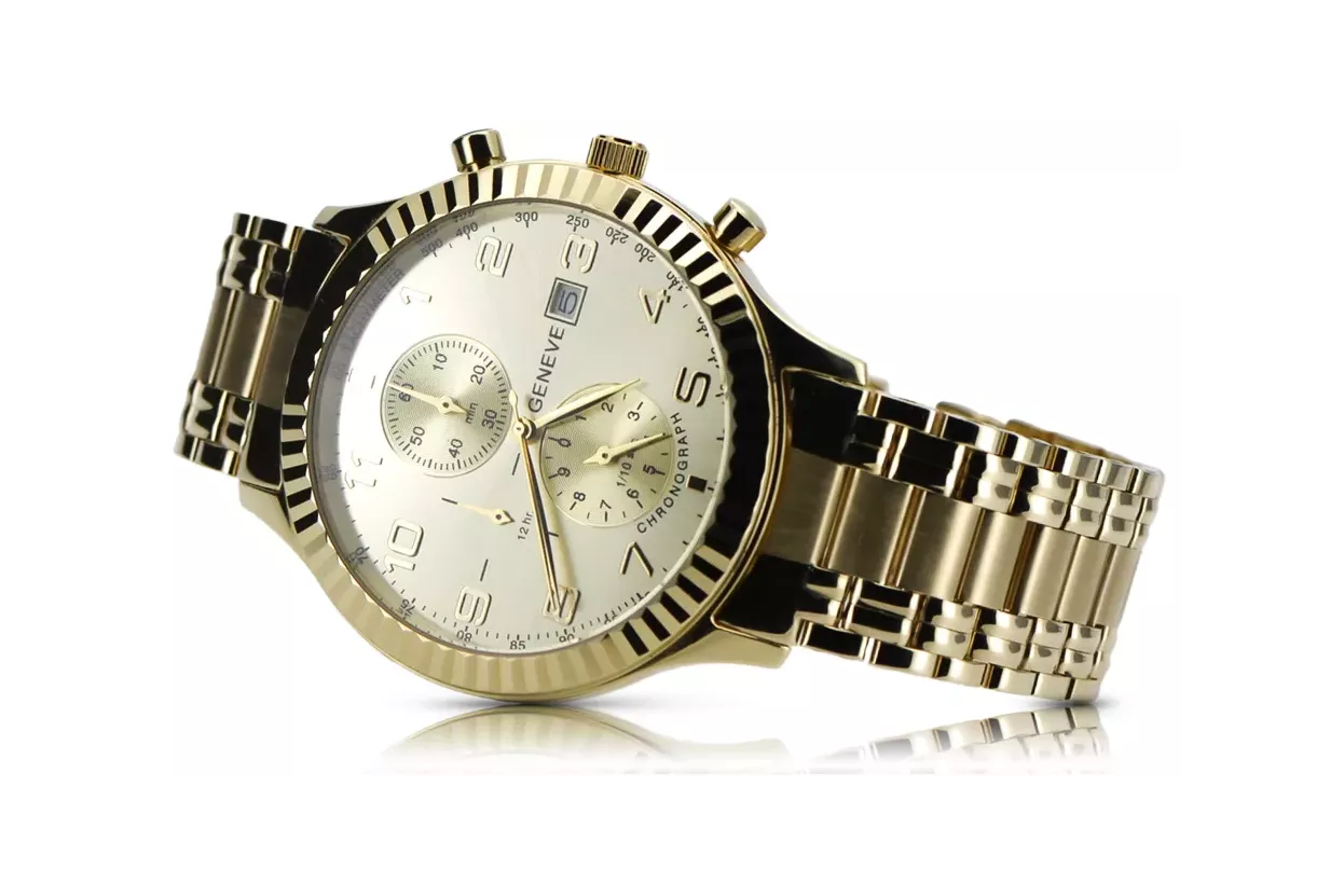 Złoty zegarek z bransoletą męski 14k 585 Geneve mw007y&mbw012yo