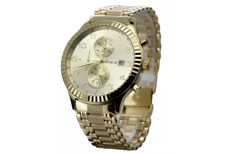 Montre hommes d'or Geneve ★ https://zlotychlopak.pl/fr/ ★ Pureté d'or 585 333 Low Price!