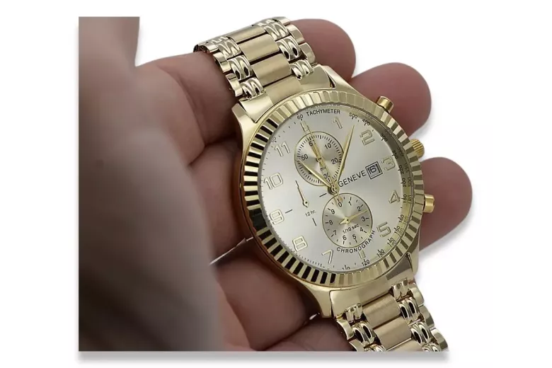 Reloj para hombres de oro Geneve ★ https://zlotychlopak.pl/es/ ★ Pureza de oro 585 333 Precio bajo!
