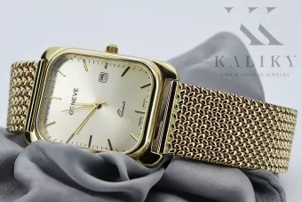 14k Золоті чоловічі прямокутні годинники, mw001ydy&mbw021y