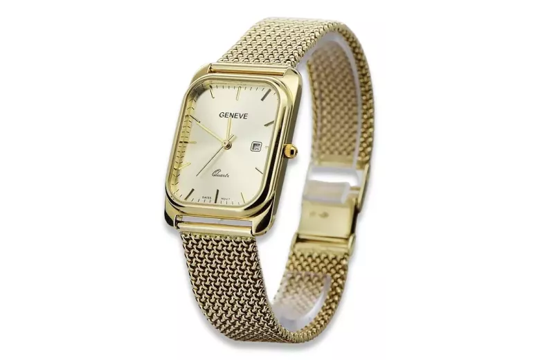 14 karátové zlaté mužské Reng_Latnangular hodinky, mw001ydy&mbw021y