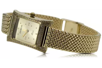 Złoty zegarek damski z bransoletą 14k Geneve lw002y&lbw003y