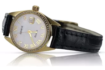 Amarillo dama de oro de 14 k Geneve reloj Pearl línea lw078ydpr