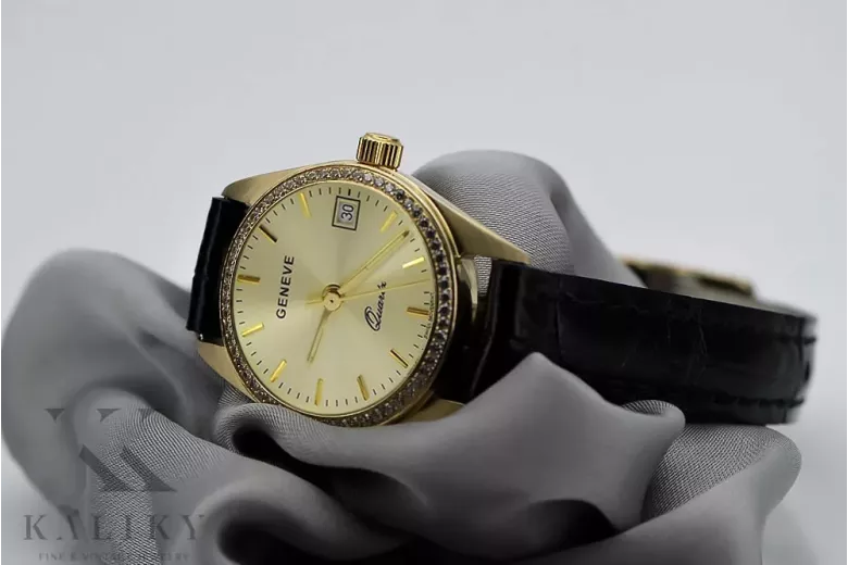 Moterų aukso laikrodis 14k Geneva lw078ydy