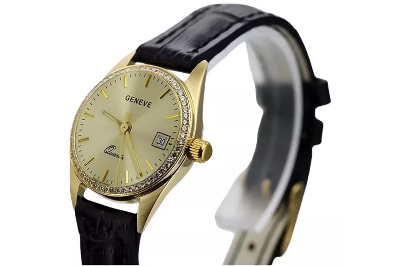 Moterų aukso laikrodis 14k Geneva lw078ydy