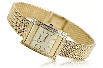 Amarillo oro de 14k 585 Lady Geneve 0.25ct diamante reloj lw035ydg