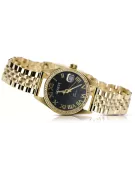 Złoty zegarek damski 14k z czarną tarczą Geneve lw078ydbc&lbw008y
