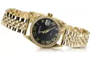 Złoty zegarek damski 14k z czarną tarczą Geneve lw078ydbc&lbw008y