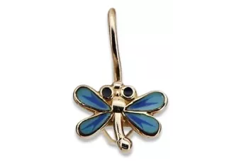 Rose pink 14k 585 gold dragonfly earrings ven153