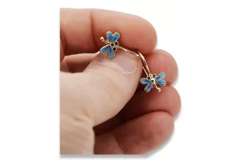 Сережки бабки з рожевого золота 14 карат 585 проби ven153